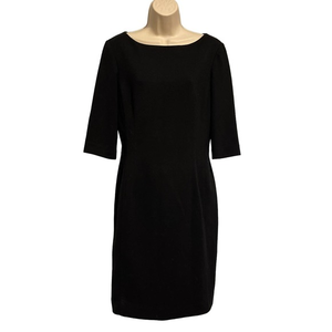 Donna Degnan Black Long Sleeve Shift Dress‎ Back Zip Size 8 Pre-owned
